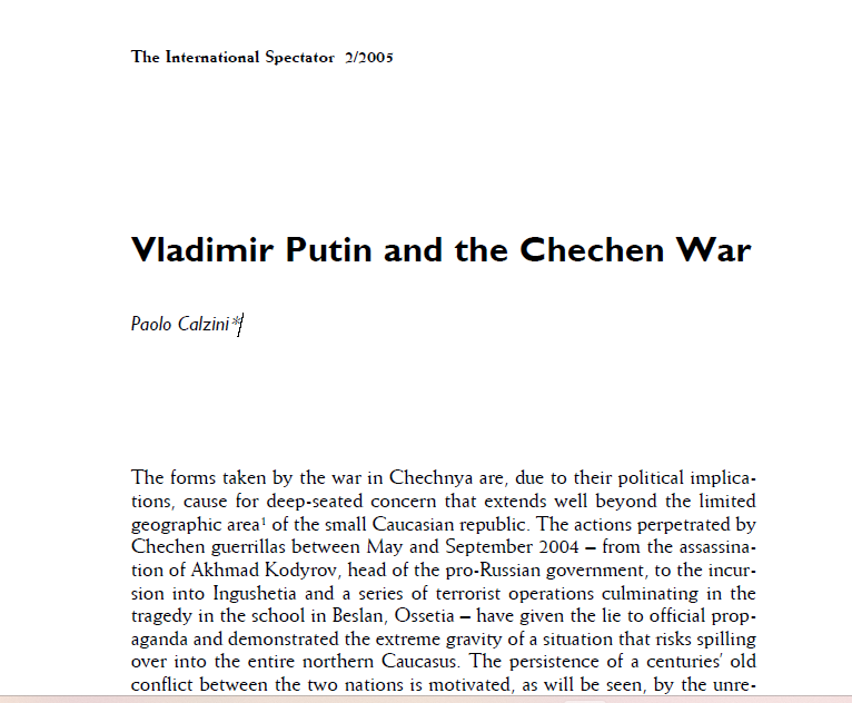 Vladimir Putin and the Chechen War